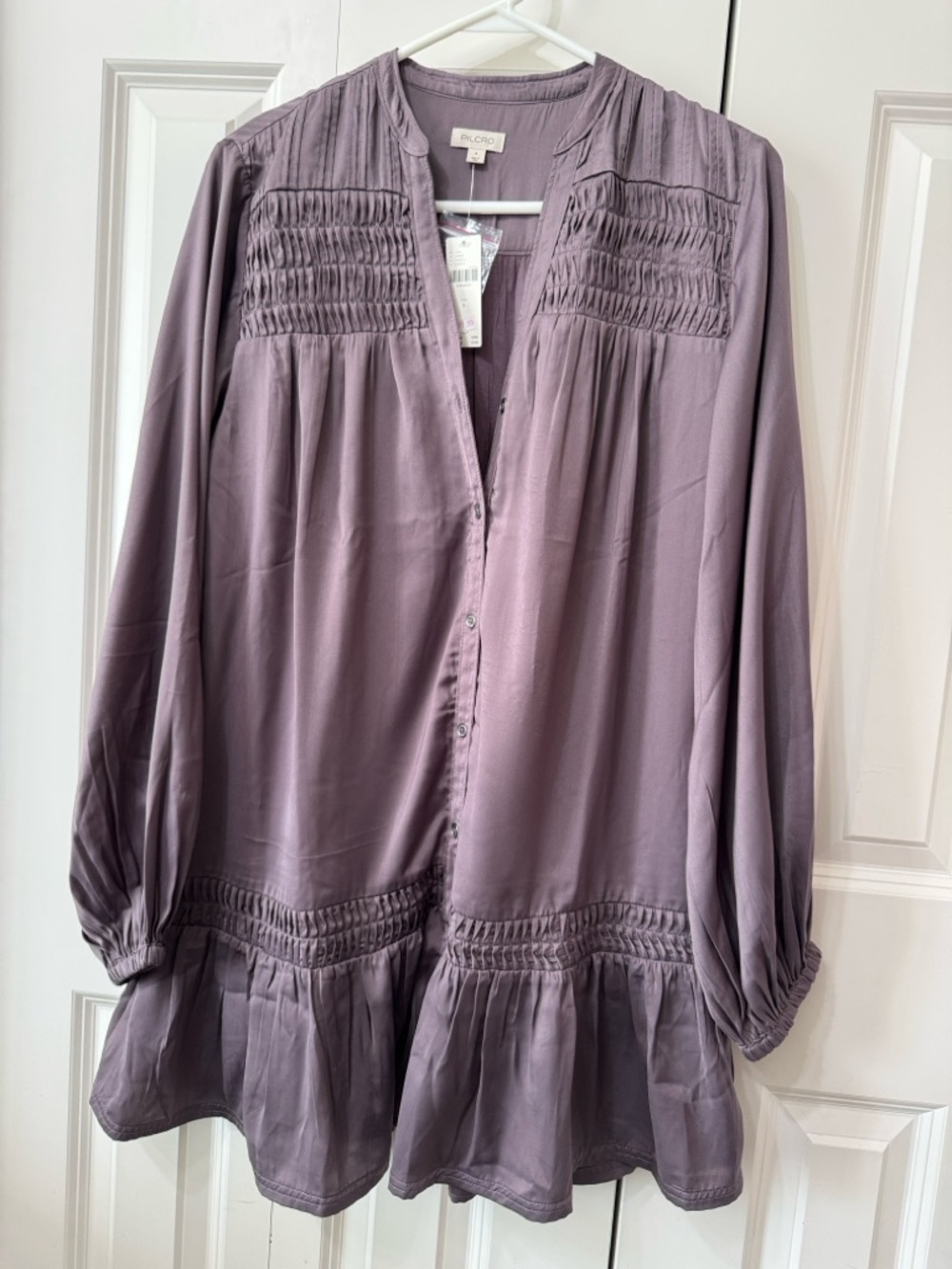 Pilcro Long-Sleeve V-neck Mini Shirt Dress - Picture 6 of 10